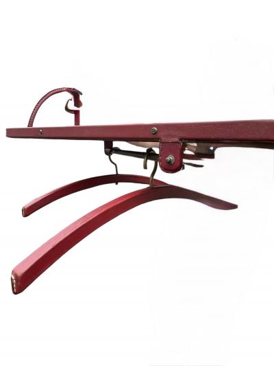 Jacques Adnet 1950s Stitched leather shelve and coat rack by Jacques Adnet