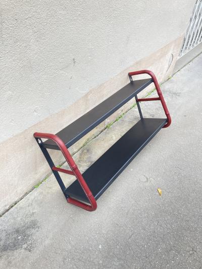 Jacques Adnet 1950s Stitched leather shelve by Jacques Adnet
