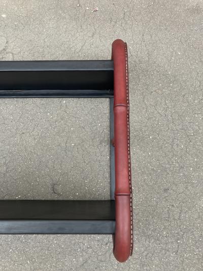 Jacques Adnet 1950s Stitched leather shelve by Jacques Adnet