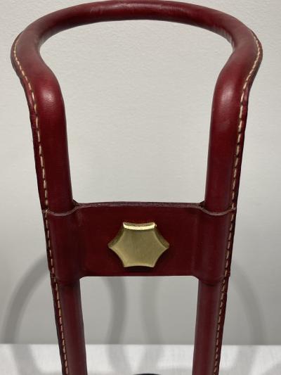 Jacques Adnet 1950s Stitched leather shoe horse umbrella stand by Jacques Adnet