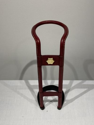 Jacques Adnet 1950s Stitched leather shoe horse umbrella stand by Jacques Adnet