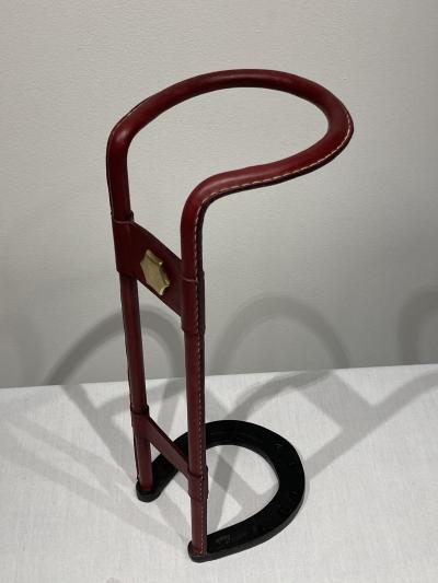 Jacques Adnet 1950s Stitched leather shoe horse umbrella stand by Jacques Adnet