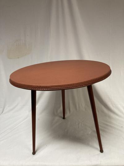 Jacques Adnet 1950s Stitched leather side table By Jacques Adnet