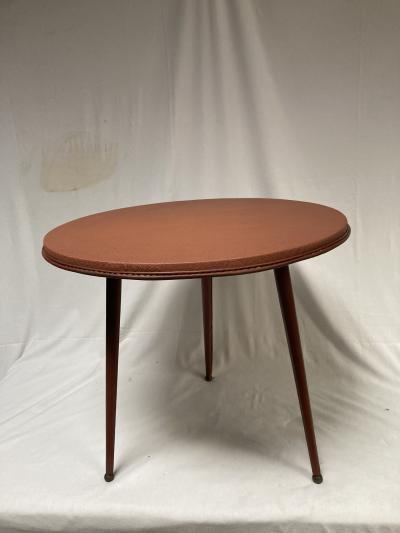 Jacques Adnet 1950s Stitched leather side table By Jacques Adnet