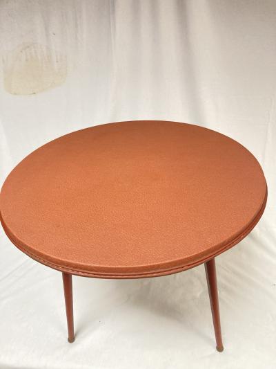 Jacques Adnet 1950s Stitched leather side table By Jacques Adnet