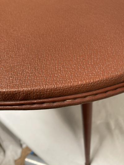 Jacques Adnet 1950s Stitched leather side table By Jacques Adnet