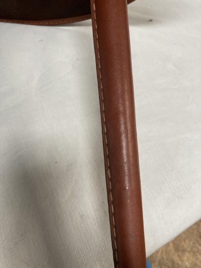 Jacques Adnet 1950s Stitched leather side table By Jacques Adnet