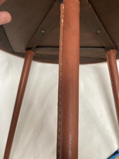 Jacques Adnet 1950s Stitched leather side table By Jacques Adnet