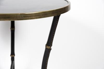 Jacques Adnet 1950s Stitched leather side table by Jacques Adnet