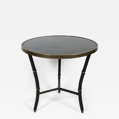 Jacques Adnet 1950s Stitched leather side table by Jacques Adnet