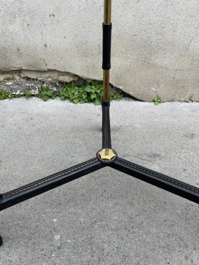 Jacques Adnet 1950s Stitched leather side table by Jacques Adnet