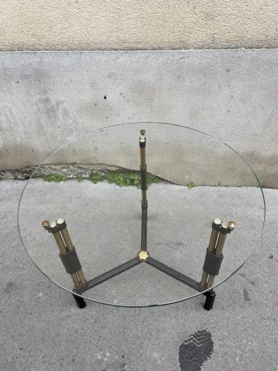 Jacques Adnet 1950s Stitched leather side table by Jacques Adnet