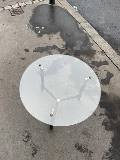 Jacques Adnet 1950s Stitched leather side table by Jacques Adnet