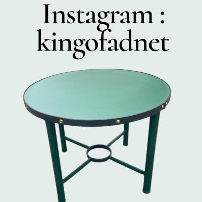 Jacques Adnet 1950s Stitched leather side table by Jacques Adnet