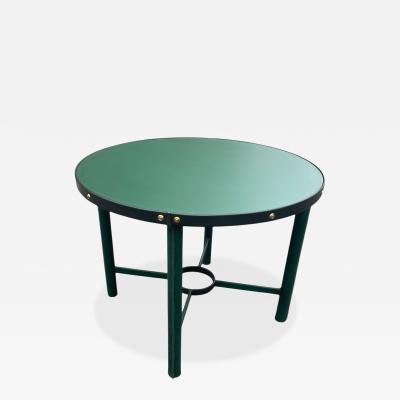 Jacques Adnet 1950s Stitched leather side table by Jacques Adnet