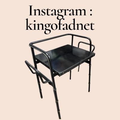 Jacques Adnet 1950s Stitched leather side table by Jacques Adnet