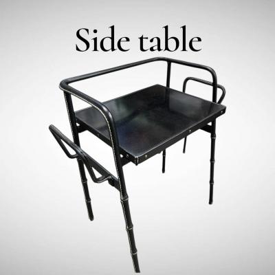 Jacques Adnet 1950s Stitched leather side table by Jacques Adnet