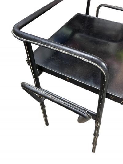 Jacques Adnet 1950s Stitched leather side table by Jacques Adnet