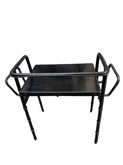Jacques Adnet 1950s Stitched leather side table by Jacques Adnet