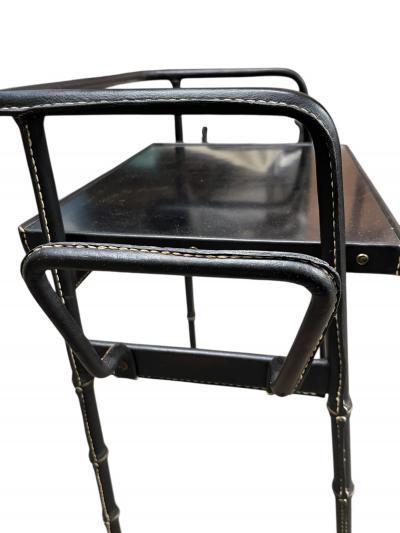 Jacques Adnet 1950s Stitched leather side table by Jacques Adnet