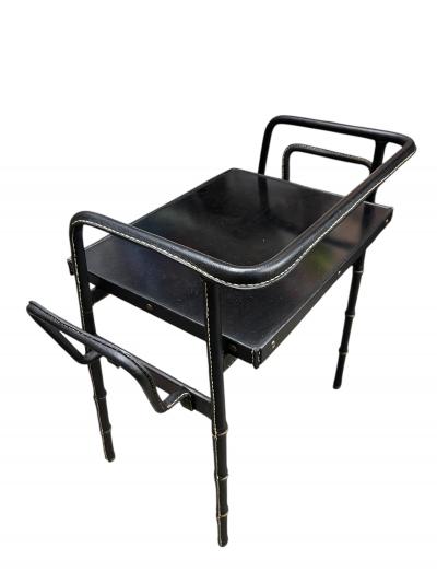 Jacques Adnet 1950s Stitched leather side table by Jacques Adnet
