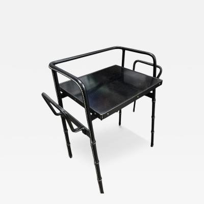 Jacques Adnet 1950s Stitched leather side table by Jacques Adnet