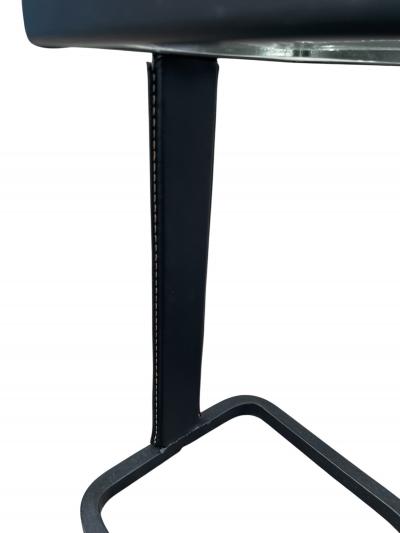 Jacques Adnet 1950s Stitched leather side table or vide poche by Jacques Adnet