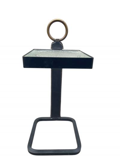 Jacques Adnet 1950s Stitched leather side table or vide poche by Jacques Adnet