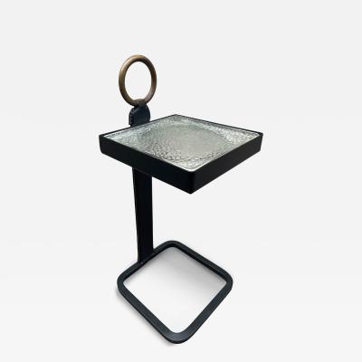 Jacques Adnet 1950s Stitched leather side table or vide poche by Jacques Adnet