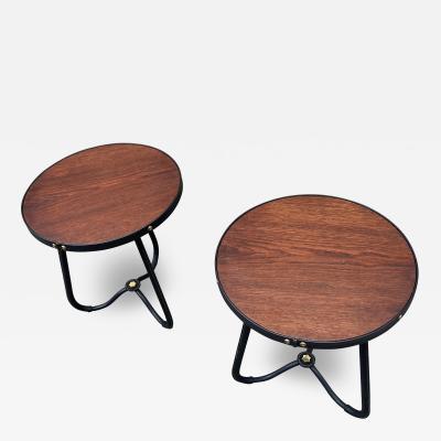 Jacques Adnet 1950s Stitched leather side tables by Jacques Adnet