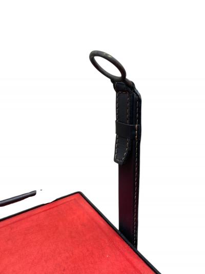 Jacques Adnet 1950s Stitched leather side tables by Jacques Adnet