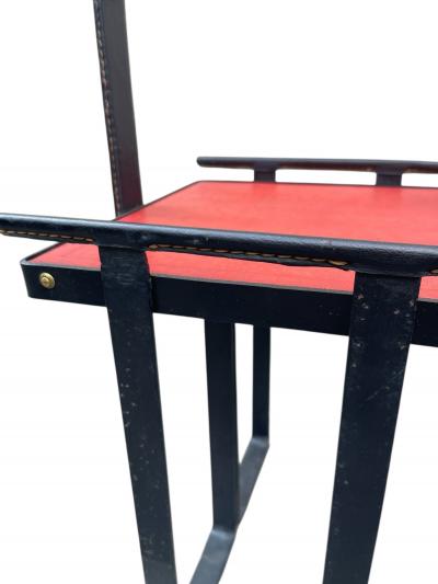 Jacques Adnet 1950s Stitched leather side tables by Jacques Adnet