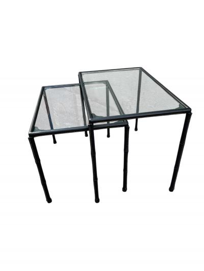 Jacques Adnet 1950s Stitched leather side tables by Jacques Adnet