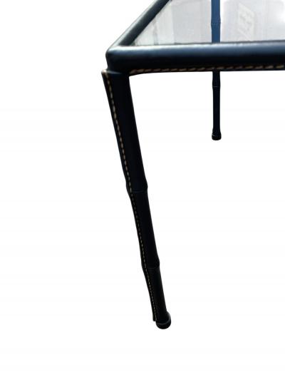 Jacques Adnet 1950s Stitched leather side tables by Jacques Adnet