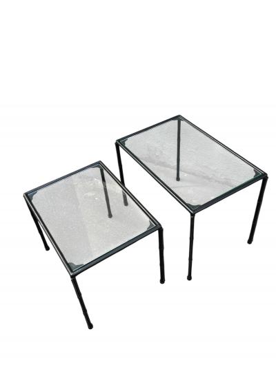 Jacques Adnet 1950s Stitched leather side tables by Jacques Adnet