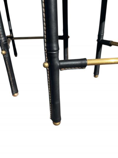 Jacques Adnet 1950s Stitched leather side tables by Jacques Adnet