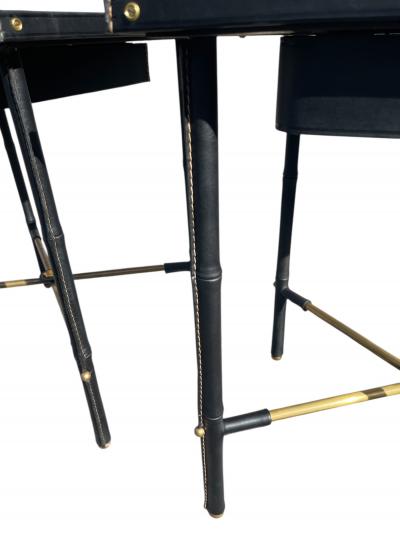 Jacques Adnet 1950s Stitched leather side tables by Jacques Adnet