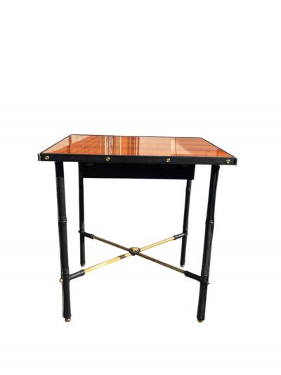 Jacques Adnet 1950s Stitched leather side tables by Jacques Adnet