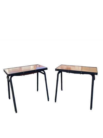 Jacques Adnet 1950s Stitched leather side tables by Jacques Adnet