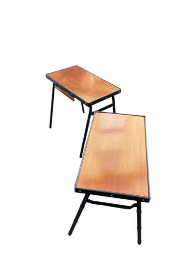 Jacques Adnet 1950s Stitched leather side tables by Jacques Adnet