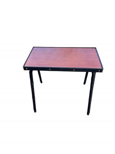 Jacques Adnet 1950s Stitched leather side tables by Jacques Adnet
