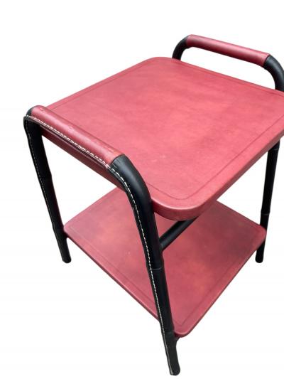Jacques Adnet 1950s Stitched leather side tables by Jacques Adnet