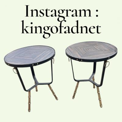 Jacques Adnet 1950s Stitched leather side tables by Jacques Adnet