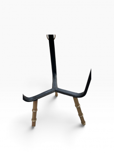 Jacques Adnet 1950s Stitched leather side tables by Jacques Adnet