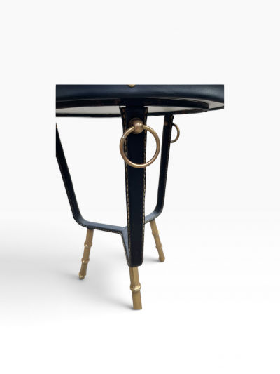 Jacques Adnet 1950s Stitched leather side tables by Jacques Adnet