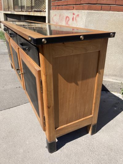 Jacques Adnet 1950s Stitched leather sideboard by Jacques Adnet