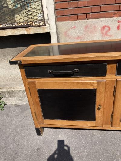 Jacques Adnet 1950s Stitched leather sideboard by Jacques Adnet