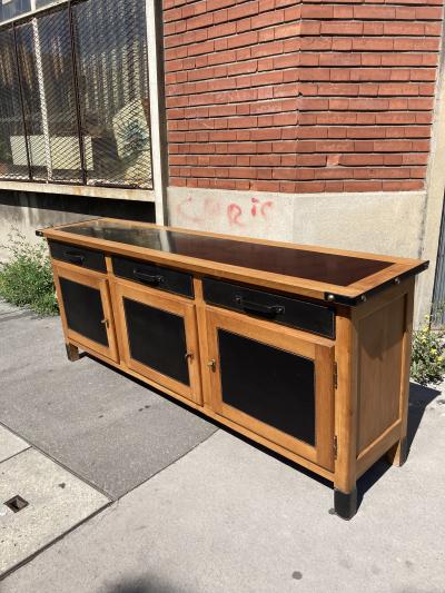 Jacques Adnet 1950s Stitched leather sideboard by Jacques Adnet