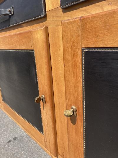 Jacques Adnet 1950s Stitched leather sideboard by Jacques Adnet