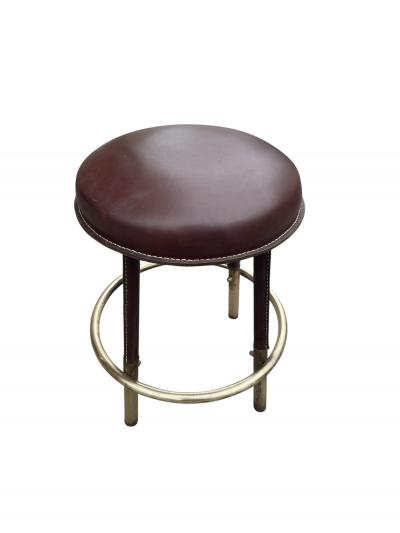 Jacques Adnet 1950s Stitched leather stool by Jacques Adnet